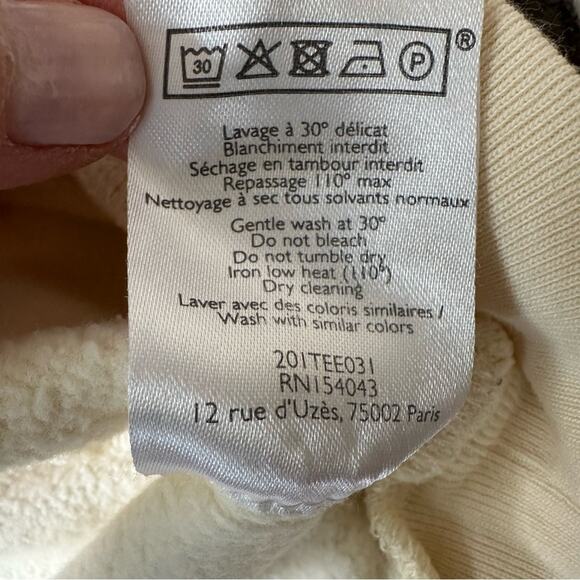 Sezane Aluna Hoodie Sweatshirt Organic Cotton Sweat Shirt Top Ecru Cream Yellow - Picture 12 of 15